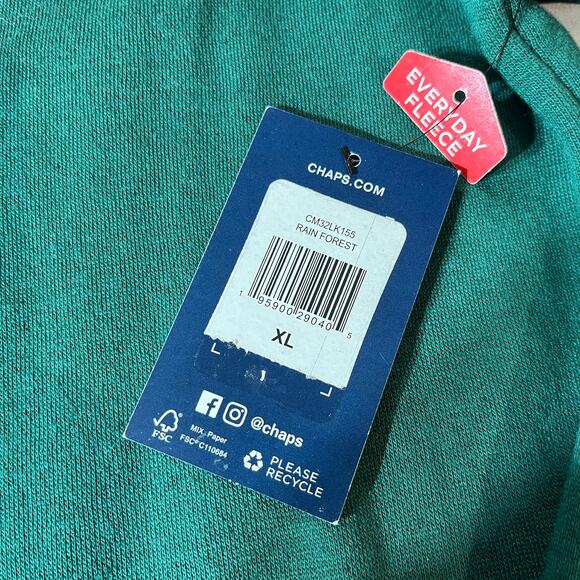 CHAPS Everyday Fleece Men's Size XL, Quarter Zip Rain Forest Green NWT - Picture 5 of 7